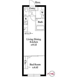 ディスティーノレジデンシア荒川 2階1LDKの間取り