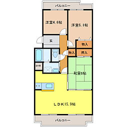 セルサス・コロク 4階3LDKの間取り