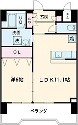 琥珀 1LDKの間取図画像