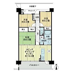 サーパス市駅南 3階3LDKの間取り