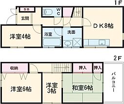東九条町タウンハウス 1階4DKの間取り