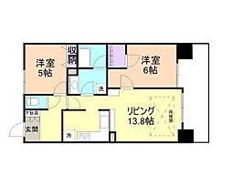 ユニ・アルス吹上プレジオ　502号 5階2LDKの間取り