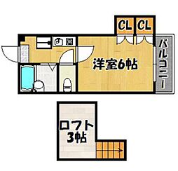 ボンジュール西明石 1Kの間取図画像