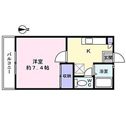 リーフサイドビレッジA棟 1階1Kの間取り