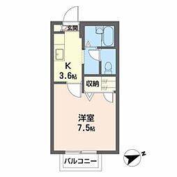 JR陸羽東線 古川駅 バス15分 蓑口沼下車 徒歩13分の賃貸アパート 2階1Kの間取り