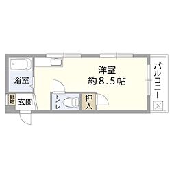 プレセランス大分 1階ワンルームの間取り