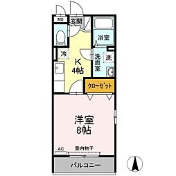 Ｉ ｍａｒｋ 2階1Kの間取り