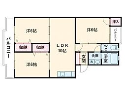 メッシーナ月出 1階3LDKの間取り