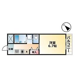 アーバンハイツ藤 1階1Kの間取り