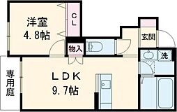 JR豊肥本線 原水駅 5.5kmの賃貸アパート 1階1LDKの間取り