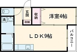 リヴェール長尾 2階1LDKの間取り