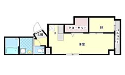 グランパルク橘館 7階1LDKの間取り