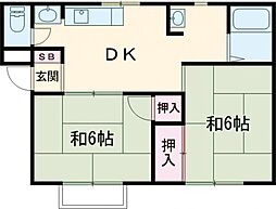 JR東海道・山陽本線 瀬田駅 徒歩10分の賃貸アパート 1階2DKの間取り