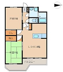 フィールドゴッド21 1階2LDKの間取り