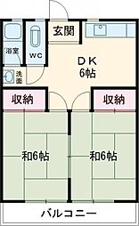 野呂アパート 2DKの間取図画像