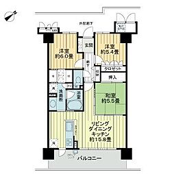 サーパス御殿前通り参番館 3階3LDKの間取り