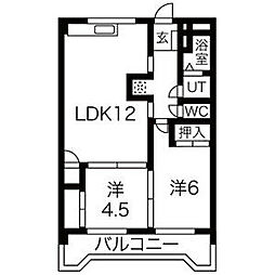 シャルム岐阜 2LDKの間取図画像