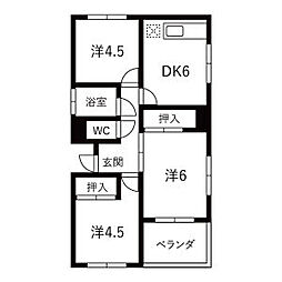 ホワイトコート米津 3DKの間取図画像