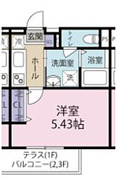 スフィーダみずほ台I 1階1Kの間取り