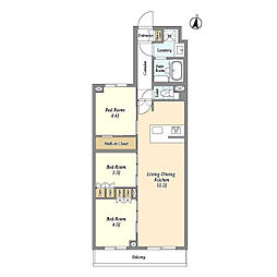 アジールコート練馬中村橋 423 4階3LDKの間取り