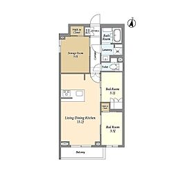 アジールコート練馬中村橋 1階2SLDKの間取り