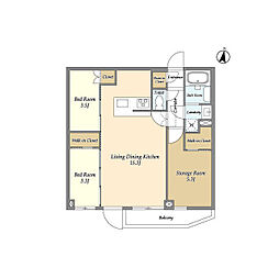 アジールコート練馬中村橋 1階2SLDKの間取り