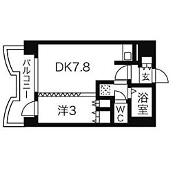 札幌ビオス館 14階1DKの間取り