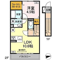 サンソレイユ 1LDKの間取図画像