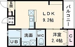七道西町エヌエム・キャトフ・ヴァン・キャトルズ 1LDKの間取図画像