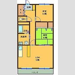 第二伊藤コーポ 2階2LDKの間取り