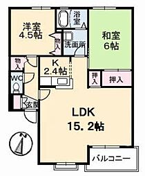 アーバン椿 2階2LDKの間取り