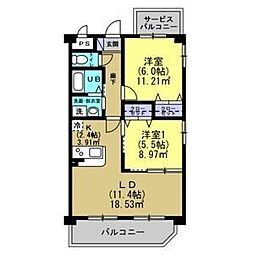 Hanalei 2階2LDKの間取り