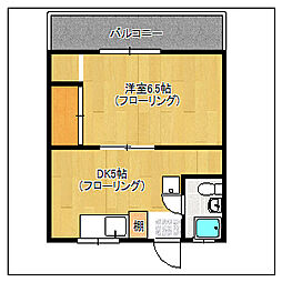 大岩ハイツ 1階1DKの間取り