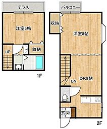 ヴィラクレストII 1階2DKの間取り