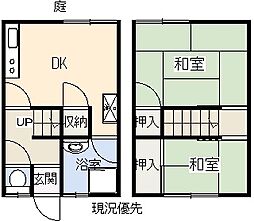 福田住宅 1階2DKの間取り