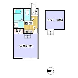 エスポワール 1Kの間取図画像