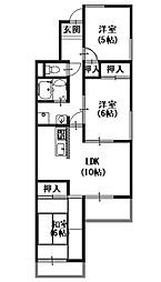 南海加太線 八幡前駅 徒歩8分の賃貸マンション 3階3LDKの間取り