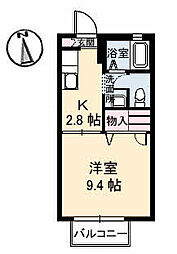 プラージュ 1階1Kの間取り