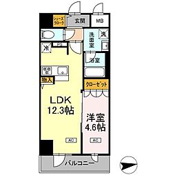 ＩＳ二十人町 9階1LDKの間取り