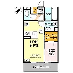上毛電気鉄道 中央前橋駅 徒歩6分の賃貸アパート 1階1LDKの間取り