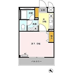 シャンポール 1Kの間取図画像