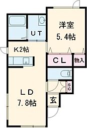 クラフト緑町 1LDKの間取図画像