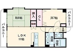 セラコート本山 4階2LDKの間取り
