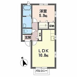 シャーメゾン西勝山 2階1LDKの間取り