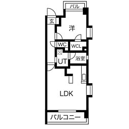 サプリーム大田川 406 4階1LDKの間取り