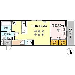 ハレレフア 1LDKの間取図画像