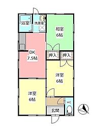 松永貸家（古城） 1階3DKの間取り