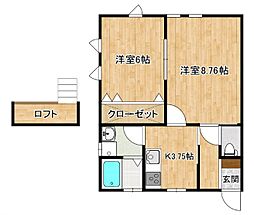 WEST畠山 2Kの間取図画像