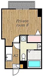 ロイヤルハイツ城山 6階1Kの間取り