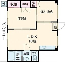 第5ノブハウス 4階2LDKの間取り